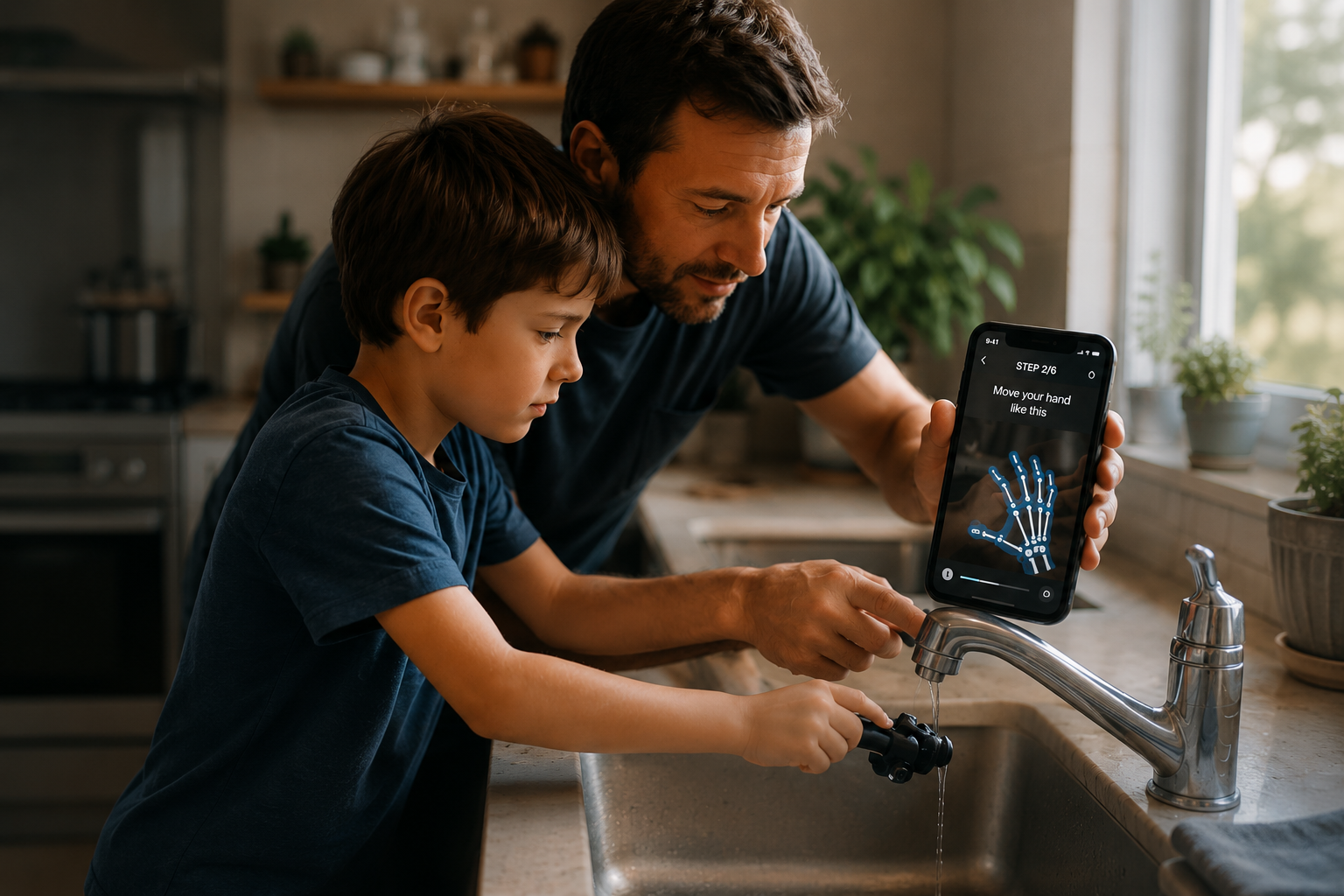 Father and son learning with Nexus Motion